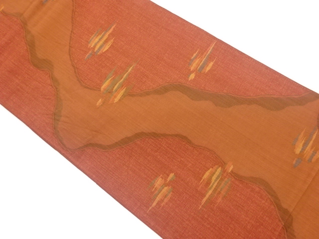 絣に抽象模様織出し洒落袋帯